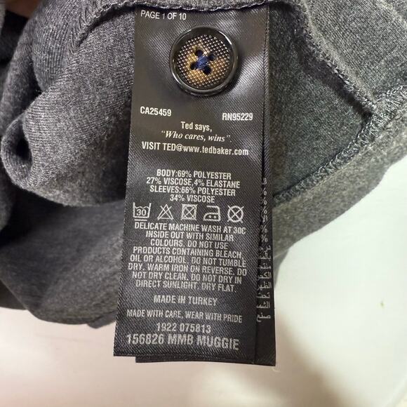 Ted Baker London Men’s Charcoal Gray Half-Zip Pullover Sweater Size 6 (2XL) - Picture 4 of 9